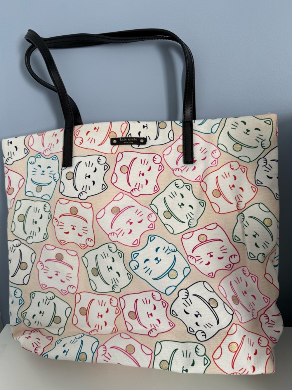 Kate Spade Lucky Cat Canvas Tote